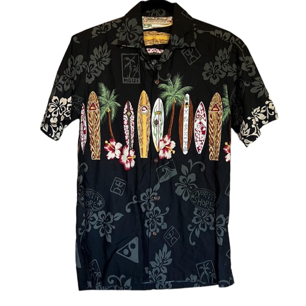 New Blue Hawaii Hawaiian Islands button down Men’s shirt 100% cotton size Sm…